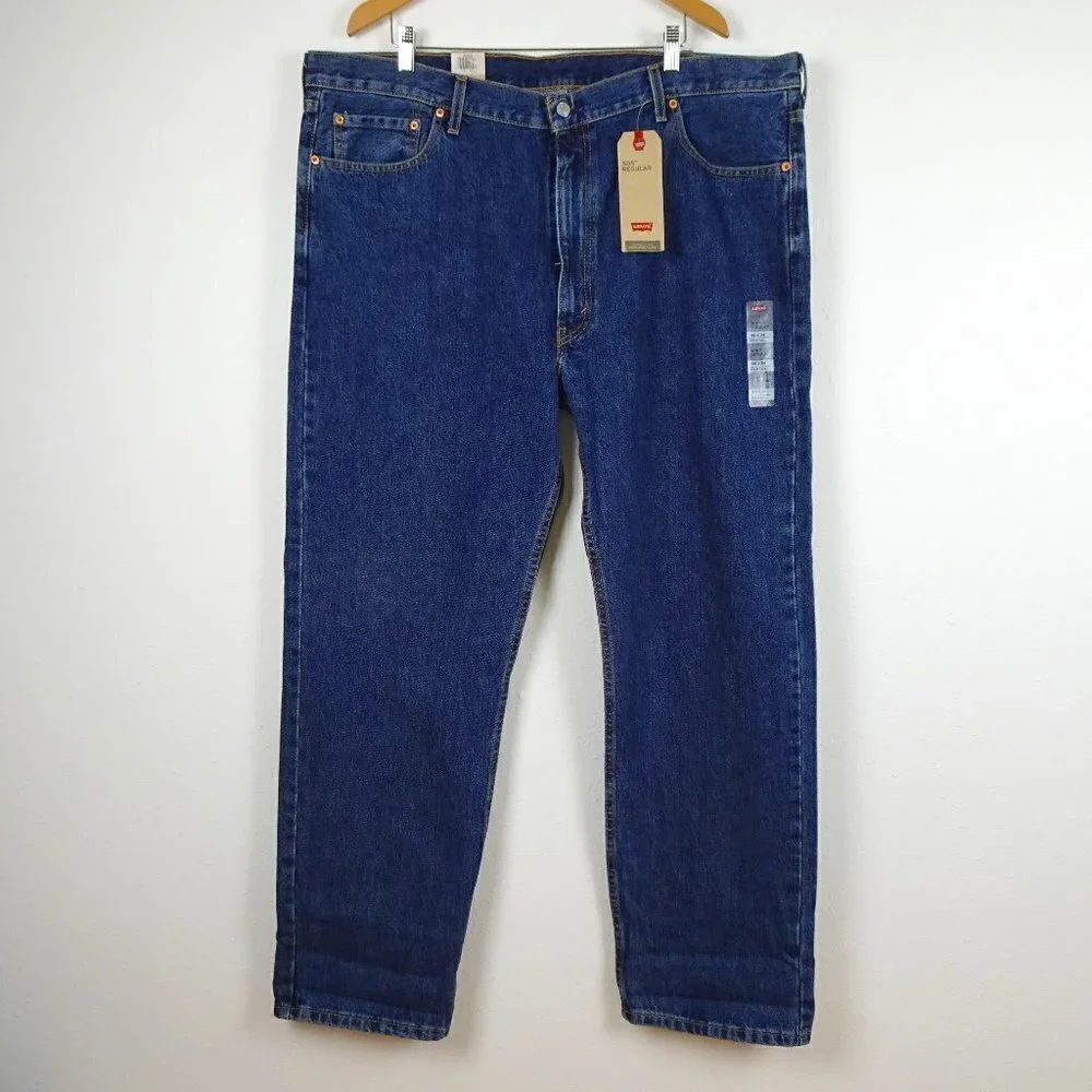 Levi's 505 Straight Leg Jeans Big Men's Size 46x34 Blue Denim Cotton